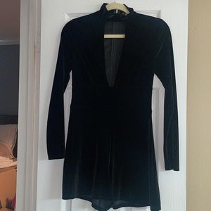 Express Long Sleeve Velvet Romper